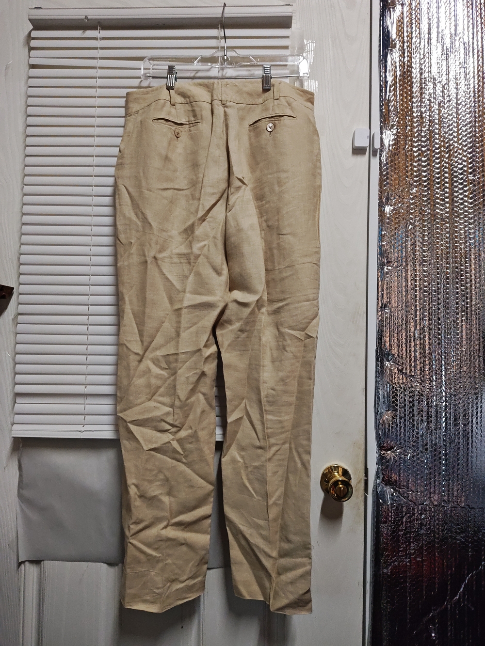 Brooks Brothers Irish Linen Beige/Tan High-Waist Trousers - Picture 3 of 4